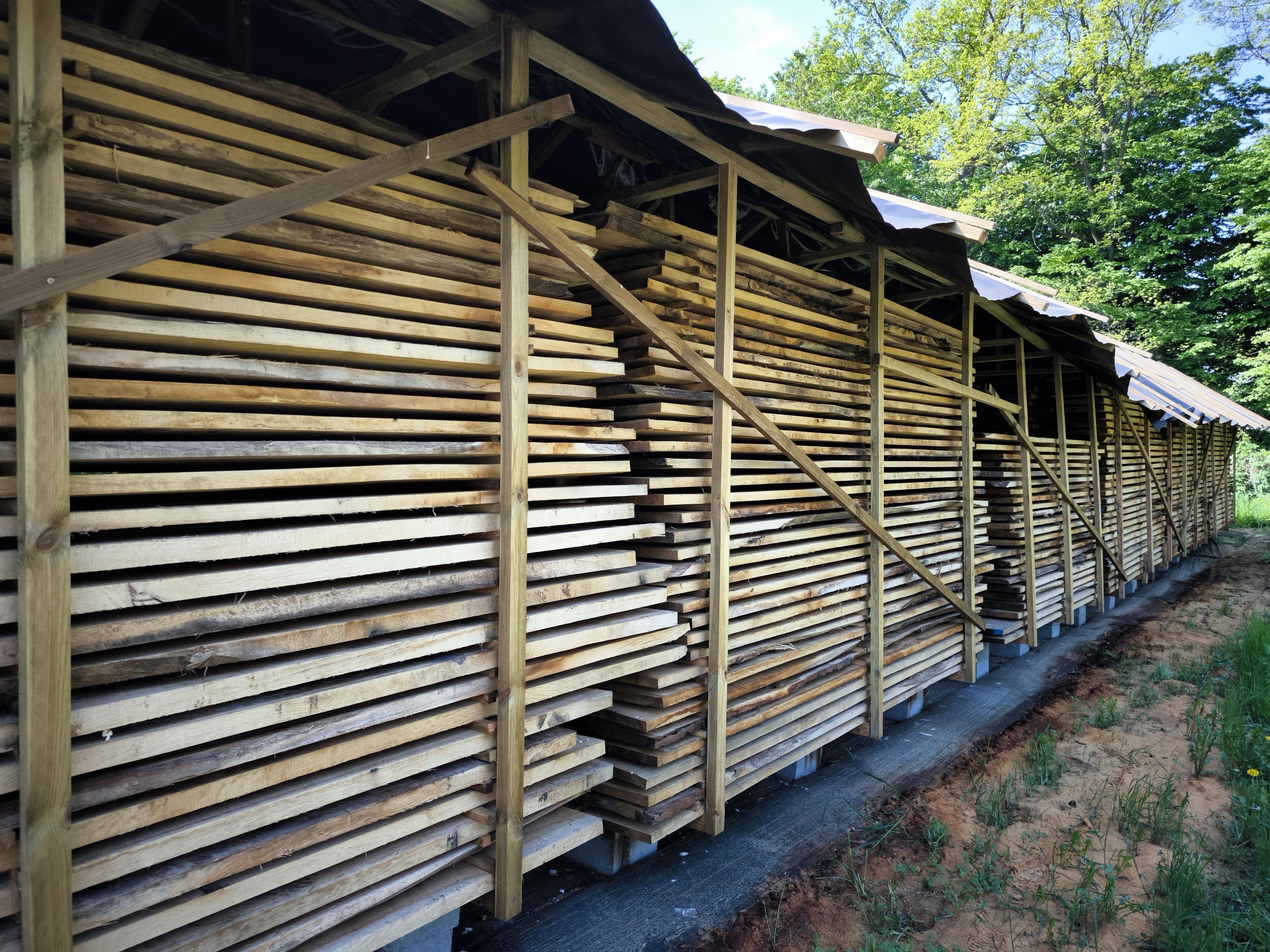 drewno dębowe okorowane ułożenie